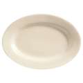 World Tableware 9.375"x6.5" Cream White Rolled Edge Medium Rim Oval Platter, PK24 PWC-34